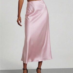 Amazon Pink Satin Midi Slip Skirt